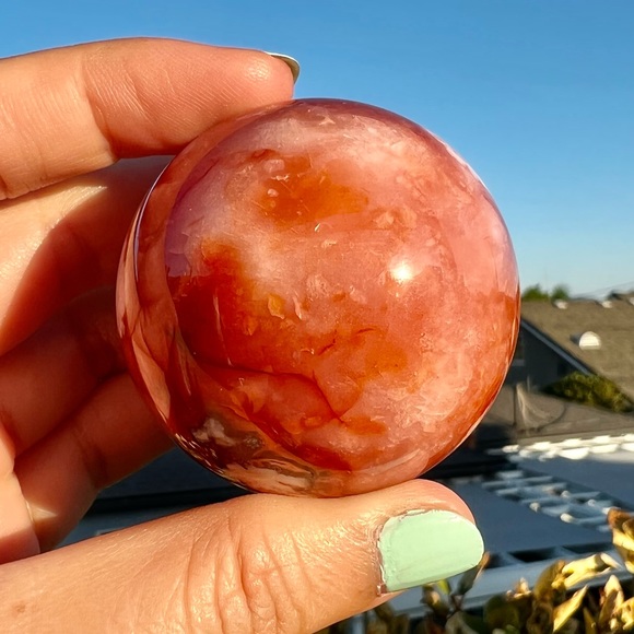 Carnelian Flower Agate Sphere - Picture 4 of 7